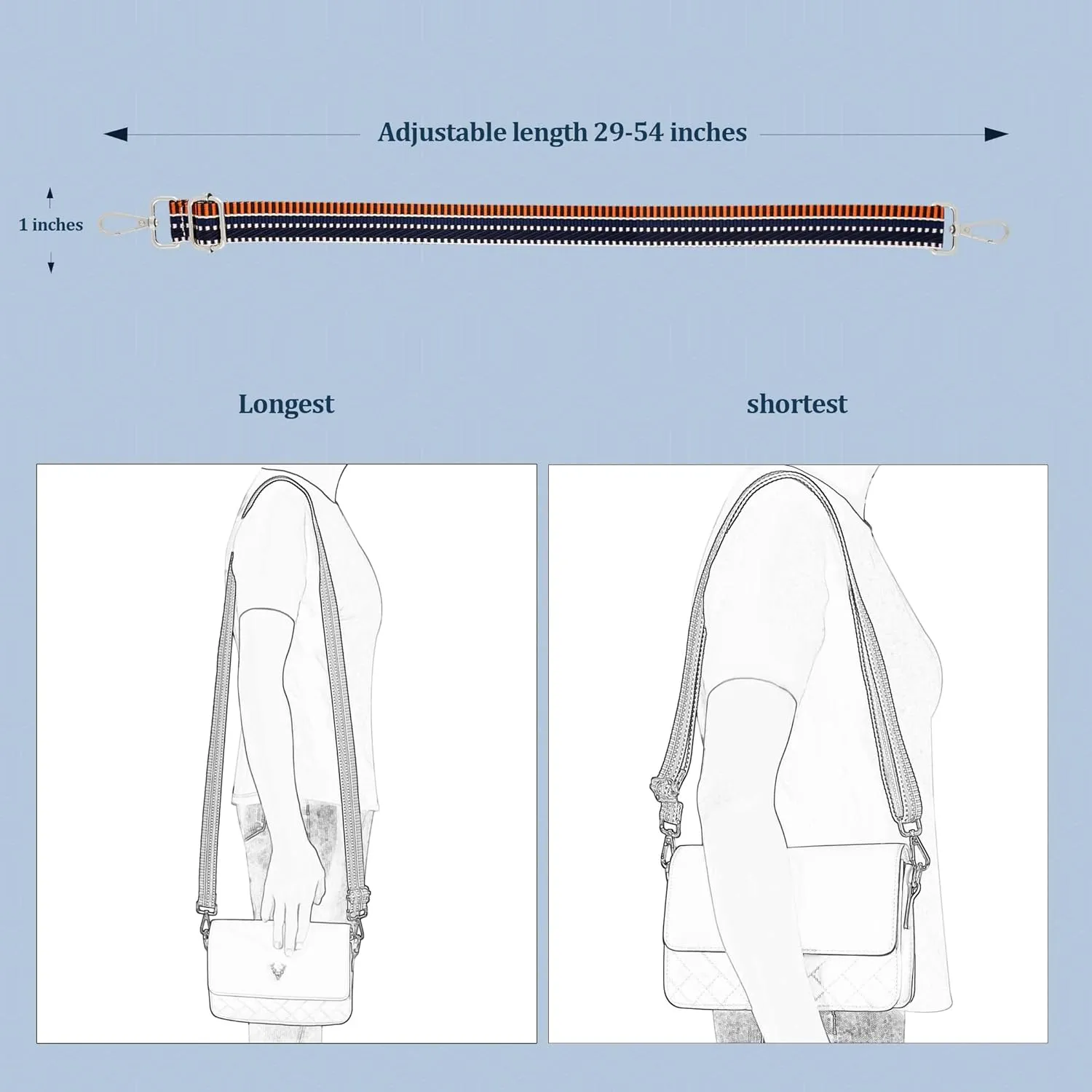 1 inch Purse Strap,Replacement Crossbody Strap Adjustable Shoulder Strap for Handbag Bag