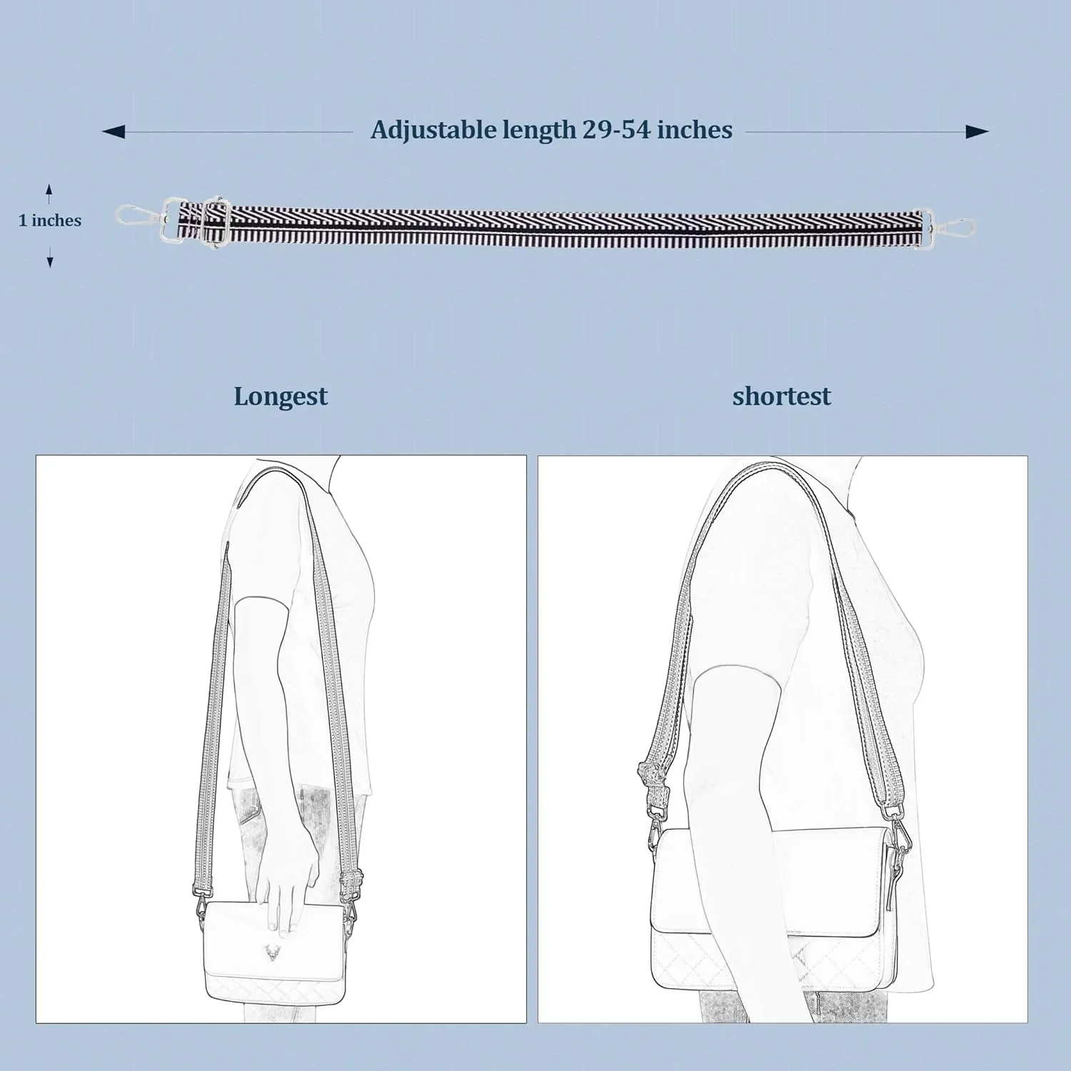 1 inch Purse Strap,Replacement Crossbody Strap Adjustable Shoulder Strap for Handbag Bag