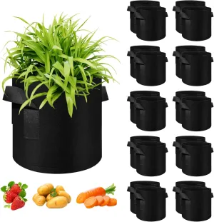 10 Gallon Grow Bags 20 Pack, Heavy Duty Thickened Nonwoven Fabric Pots with Handles, Plant Grow Bags for Vegetable/Flower/Plant/Fruits, Black