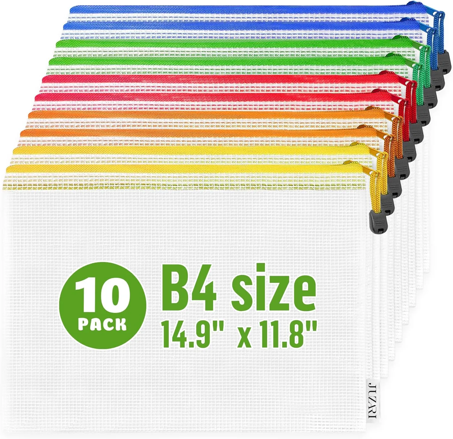 10 Pack Large Mesh Zipper Pouch B4 (12x15in) Mesh Bags With Zipper for Organizing Board Game Puzzle School Teacher Classroom Organization Zip Storage Bags Plastic Zippered Pouches Zippered Pouches