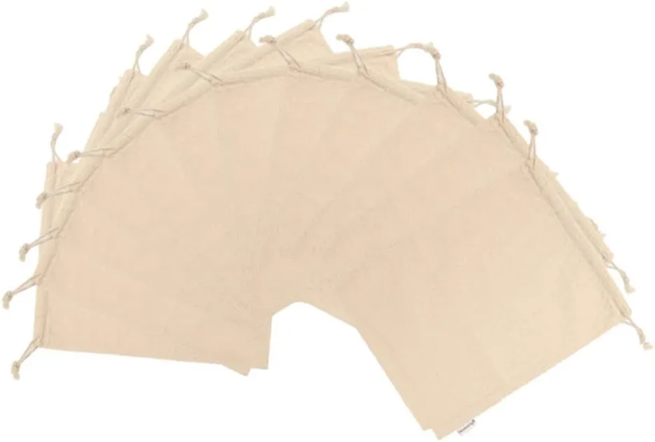 100% Cotton 10- by 12-Inch Muslin Bags with Drawstring, 12-Pack