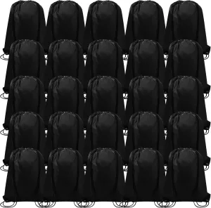 100 Pieces Drawstring Backpack Bags Bulk Back Sack String Bags Cinch Storage Bags for Gym School Travel DIY Gifts (Black)