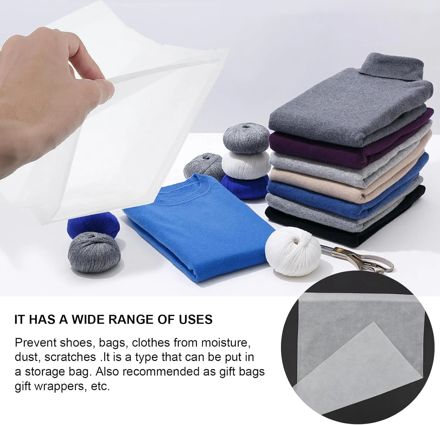 100Pcs Non-Woven Fabric Storage Bags, White, 11.02x9.84 Inches, Dust Cover Pouch for Travel, Shoes, Clothing, Home Organization