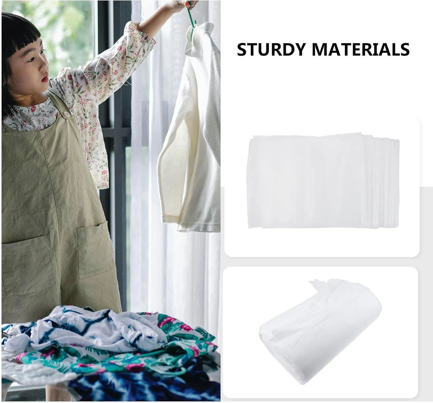 100Pcs Non-Woven Fabric Storage Bags, White, 11.02x9.84 Inches, Dust Cover Pouch for Travel, Shoes, Clothing, Home Organization