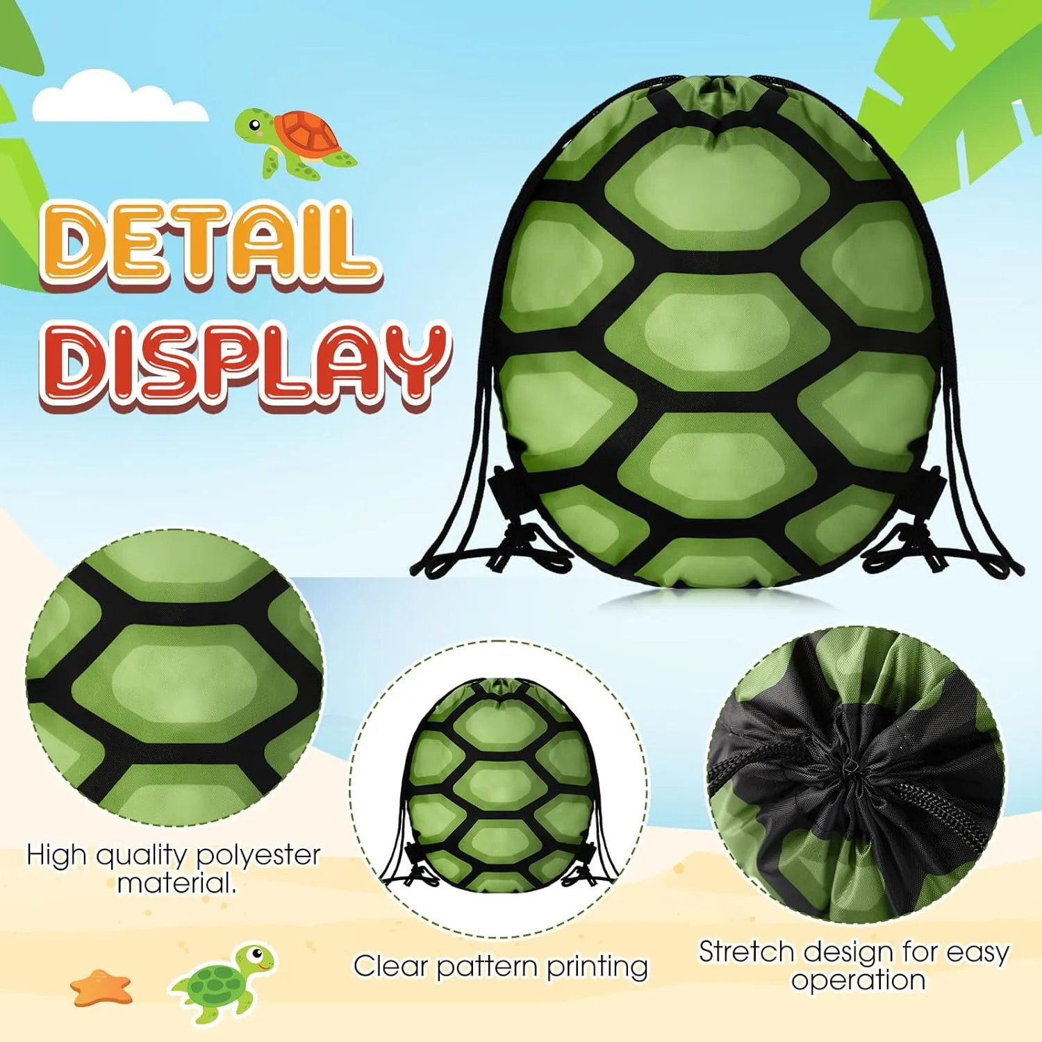12 Pcs Turtle Party Favors Drawstring Bag Turtle Birthday Party Supplies Carnival Goodie Bags Birthday Gift Decoration