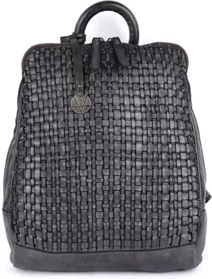 12.5 Inch Genuine Leather Backpack for Women and Men, Grey Leather Backpack with Adjustable Shoulder Strap