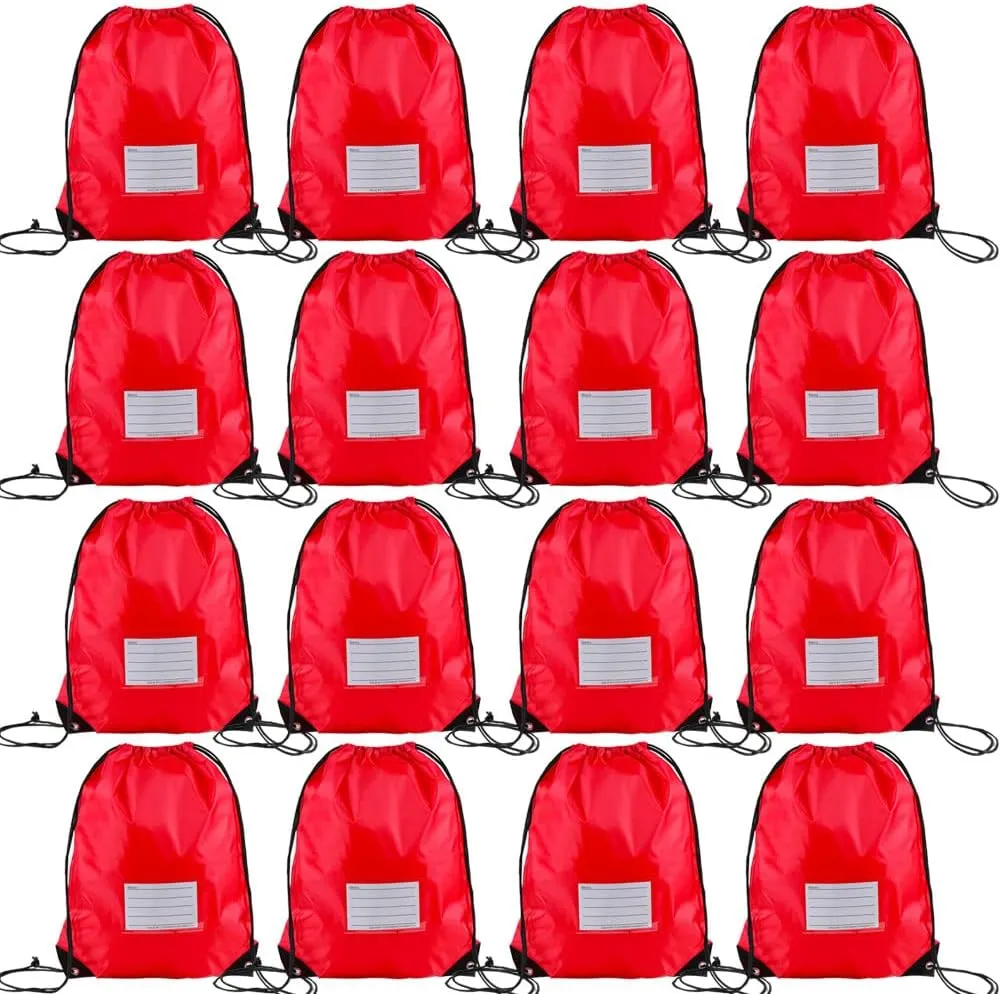 16 Pack Drawstring Bags,Bulk Draw String Backpack, DIY Gym Sports Cinch Bag Sackpack for Women Men, Red