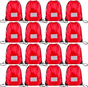 16 Pack Drawstring Bags,Bulk Draw String Backpack, DIY Gym Sports Cinch Bag Sackpack for Women Men, Red