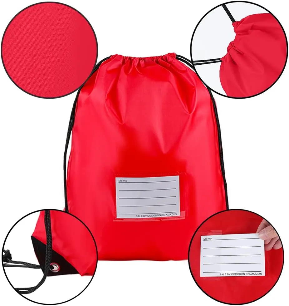 16 Pack Drawstring Bags,Bulk Draw String Backpack, DIY Gym Sports Cinch Bag Sackpack for Women Men, Red