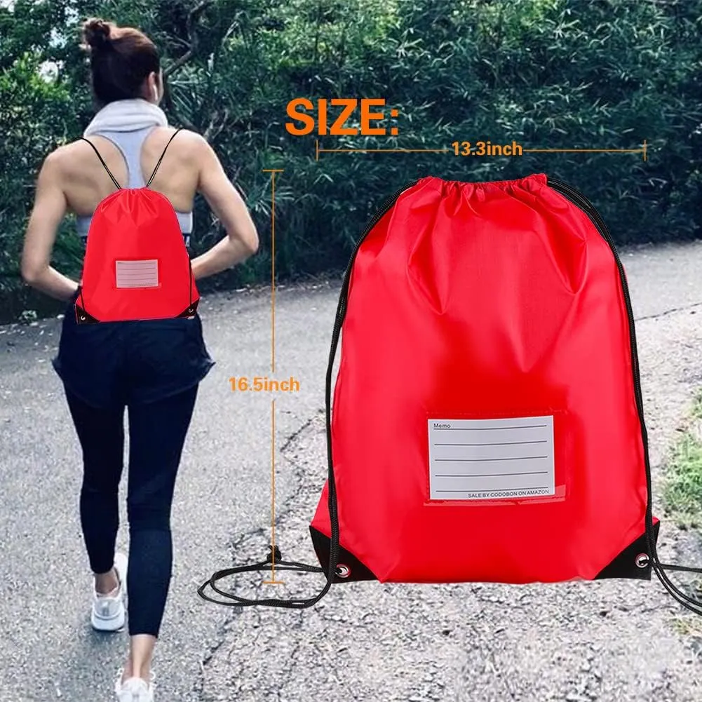 16 Pack Drawstring Bags,Bulk Draw String Backpack, DIY Gym Sports Cinch Bag Sackpack for Women Men, Red