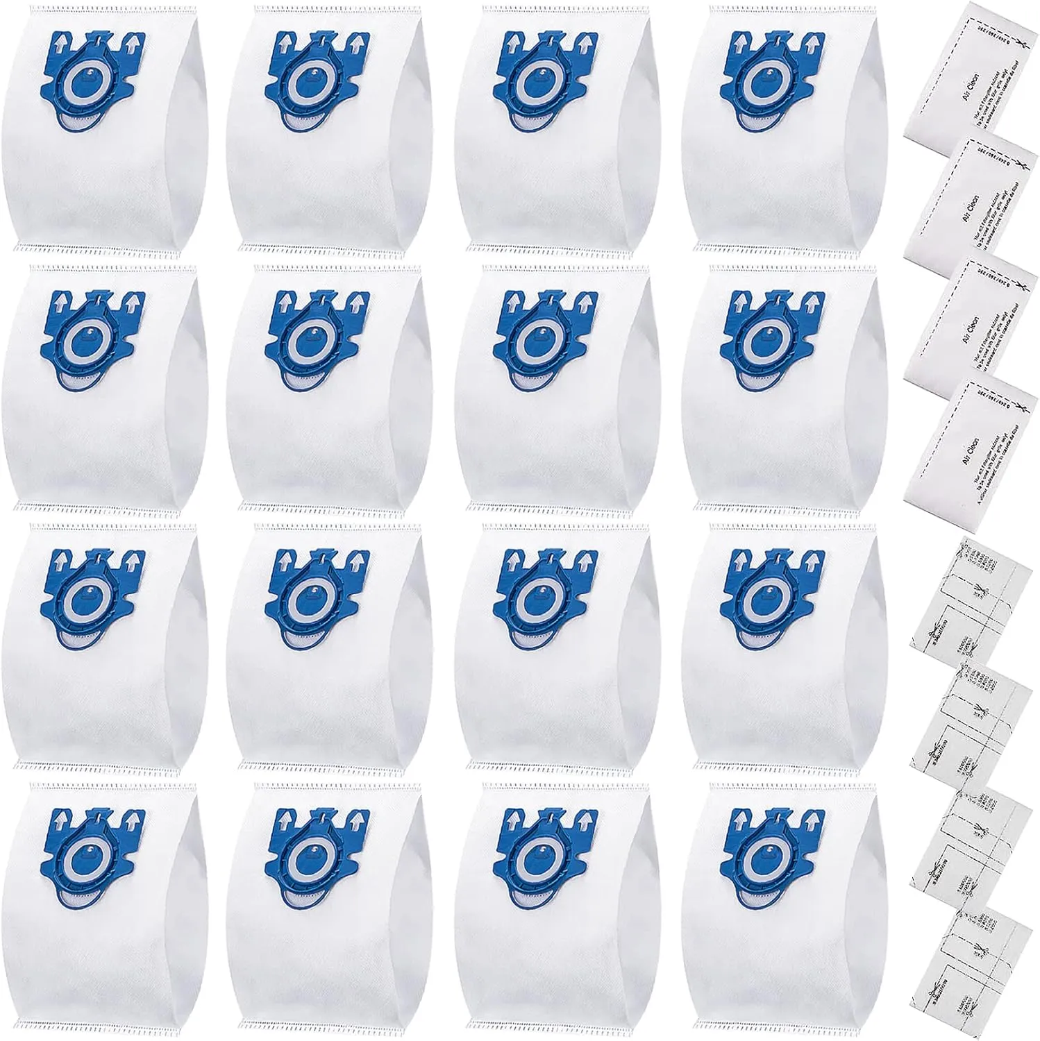 16 Pack Miele AirClean 3D GN Vacuum Cleaner Bags for Miele Vacuum Classic C1, Complete C1 C2 C3, S227/S240, S270, S400,S400i-S456i S2, S5, S8 Series with 4 Motor Protection Filters, 4 AirClean Filters