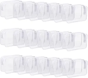 18 Pieces Clear Cosmetics Bag, TSA Approved Toiletry Bag for Travel, Clear PVC Zippered Makeup Pouch, Waterproof Vinyl Plastic Organizer Case for Vacation Bathroom (White Small)