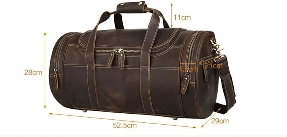 1pcs Handmade Retro Men's Travel Bag Large Capacity Leisure Gym Bag Hand Luggage Bag