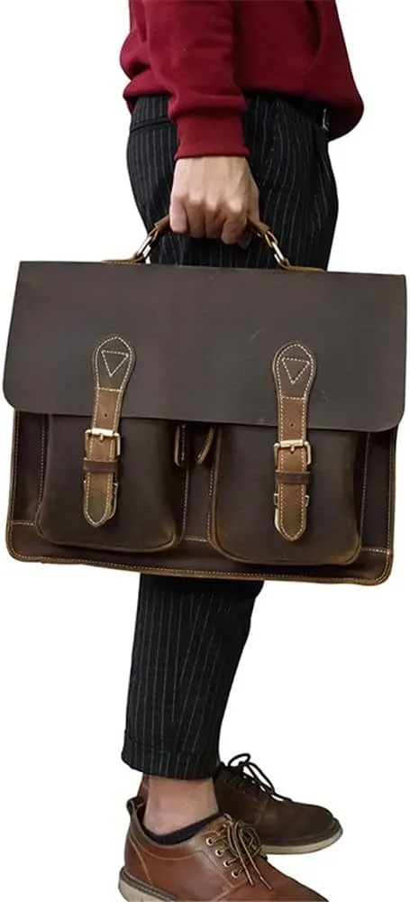 1pcs Retro Handmade Men's Briefcase Computer Bag Casual Shoulder Bag Business Handbag