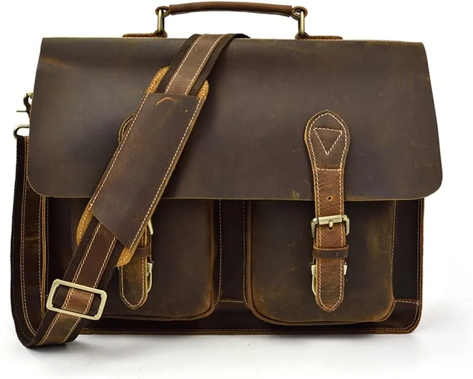 1pcs Retro Handmade Men's Briefcase Computer Bag Casual Shoulder Bag Business Handbag