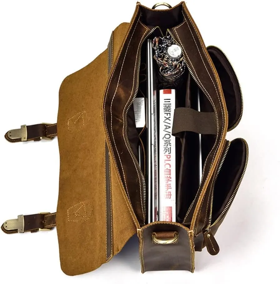 1pcs Retro Handmade Men's Briefcase Computer Bag Casual Shoulder Bag Business Handbag