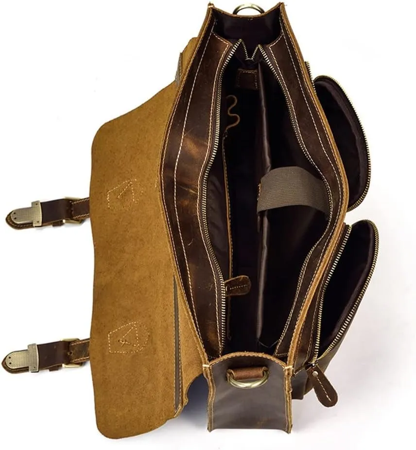 1pcs Retro Handmade Men's Briefcase Computer Bag Casual Shoulder Bag Business Handbag
