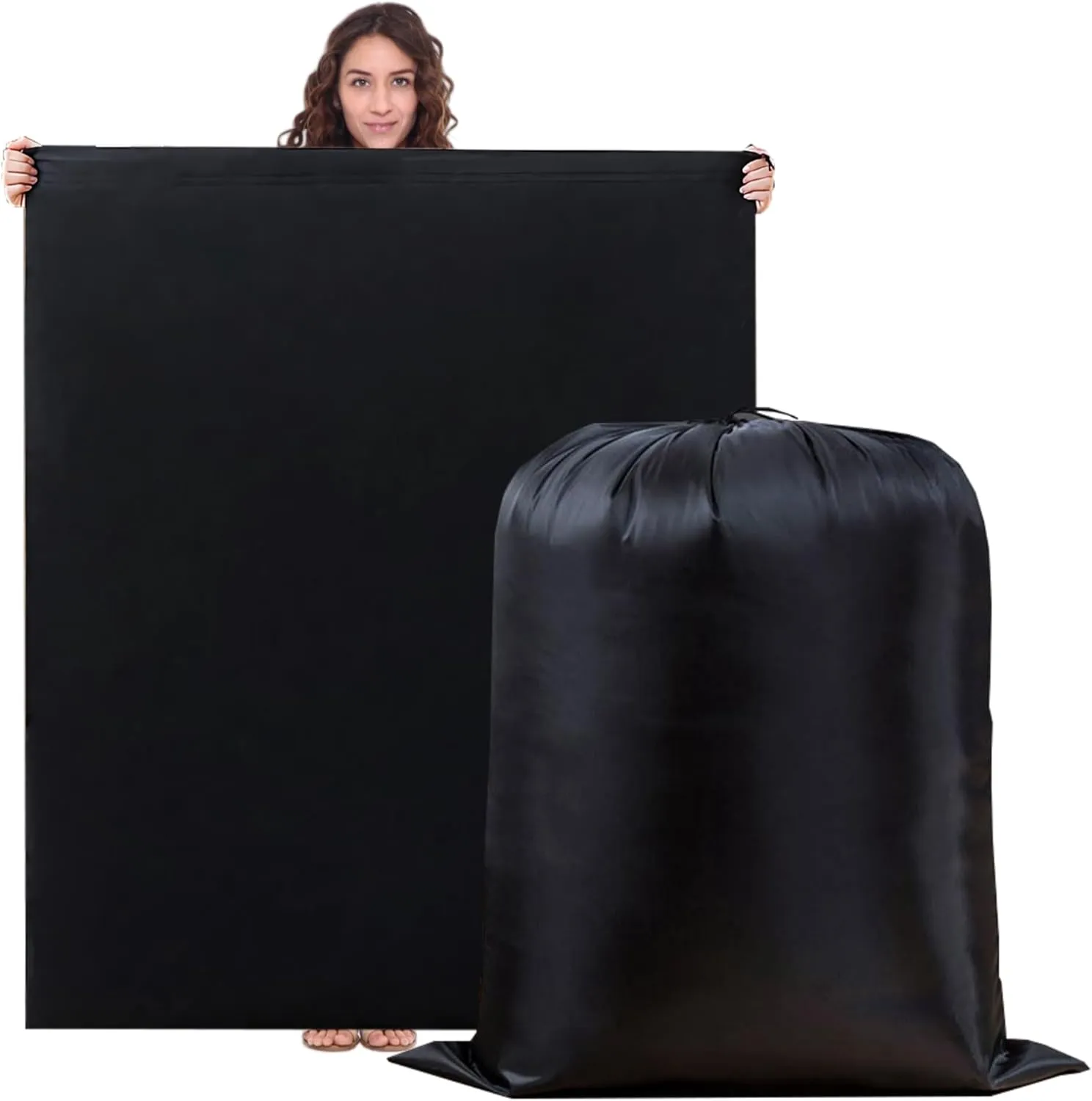 2 Pack Clothes Storage Bag, 43" x 55" Moving Bags Heavy Duty Extra Large with Drawstring, Reusable Giant Extra Luggage Storage Bags for Luggage, Suitcase, Furniture, Chair, Kids Bike