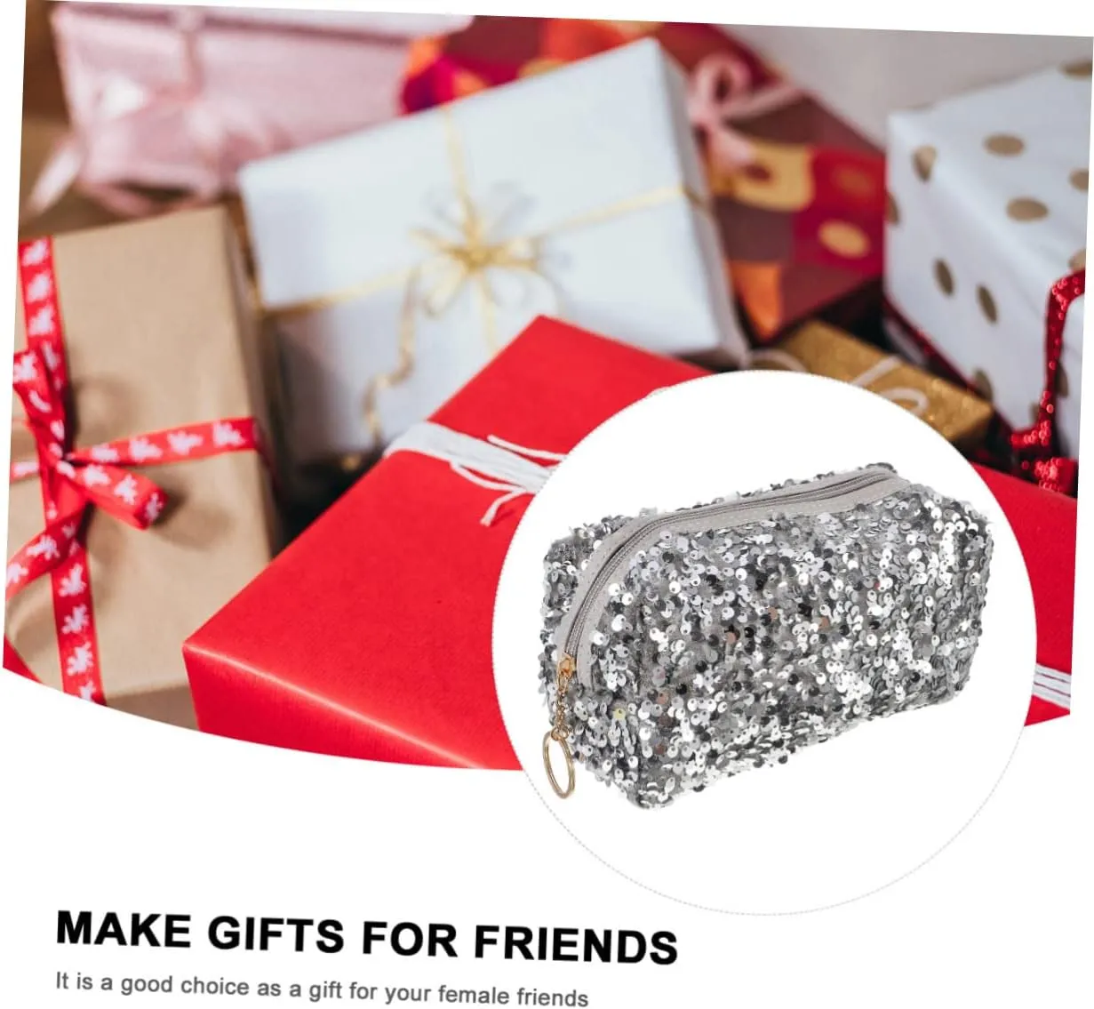 2 Pcs Sequin Cosmetic Bag Handbag High Capacity Travel, Silverx3pcs, 19X10CMx3pcs