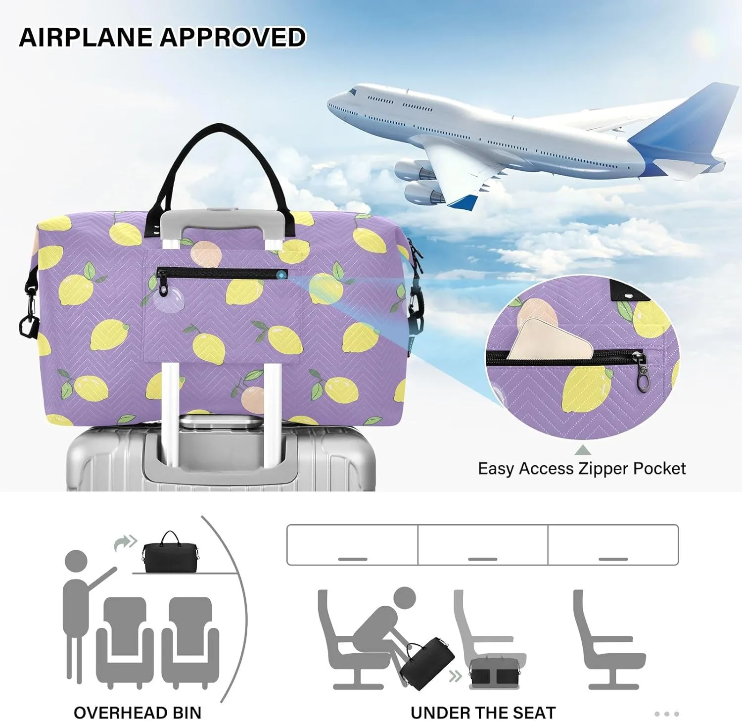 2-Piece Travel Organizer Set - Wave Quilted Expandable Duffel Bag with Detachable Toiletry Pouch, TSA-Compliant Carry-On for Gym/Camping/Airplane, Sweet Juice (11)