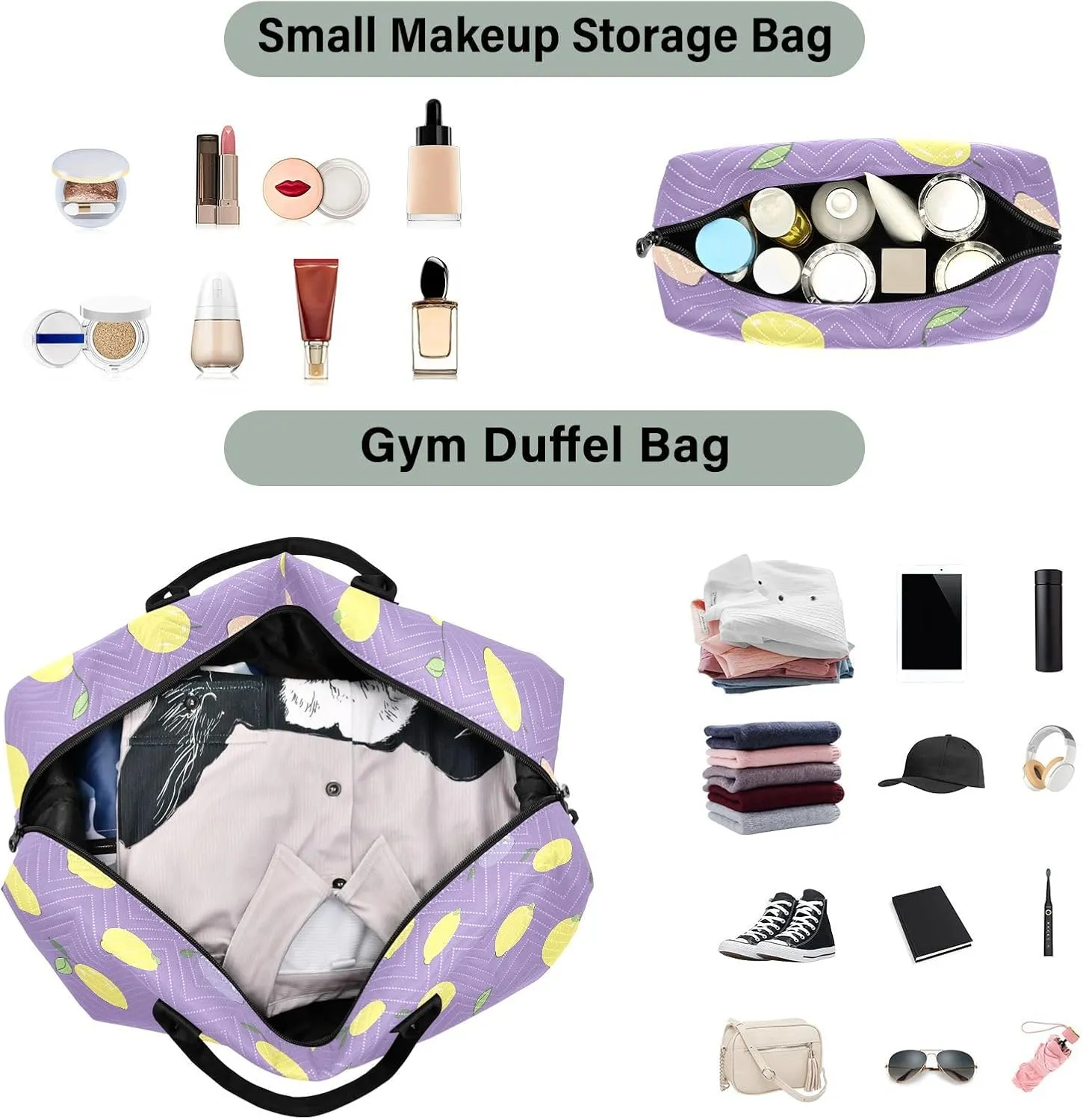 2-Piece Travel Organizer Set - Wave Quilted Expandable Duffel Bag with Detachable Toiletry Pouch, TSA-Compliant Carry-On for Gym/Camping/Airplane, Sweet Juice (11)