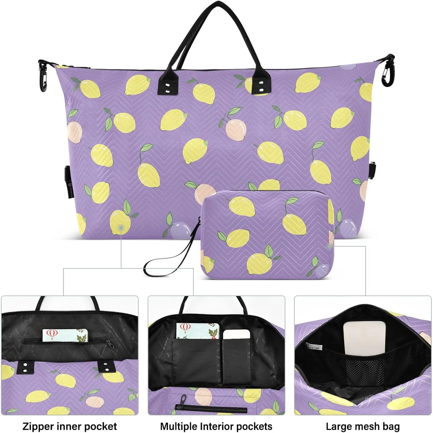 2-Piece Travel Organizer Set - Wave Quilted Expandable Duffel Bag with Detachable Toiletry Pouch, TSA-Compliant Carry-On for Gym/Camping/Airplane, Sweet Juice (11)