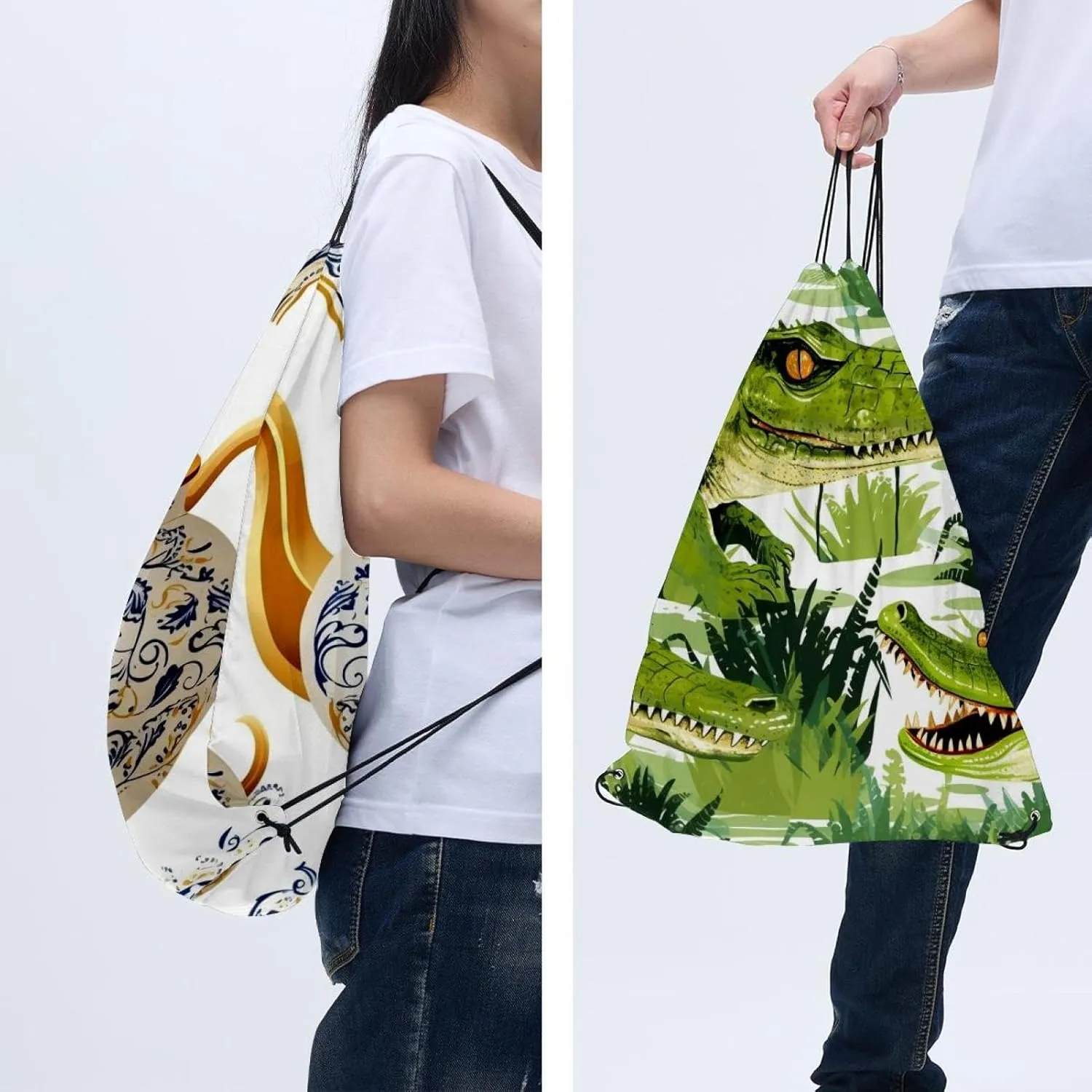 2 Pieces Arabian Tea Kettle Drawstring Backpack for Party Gym Sport Trip