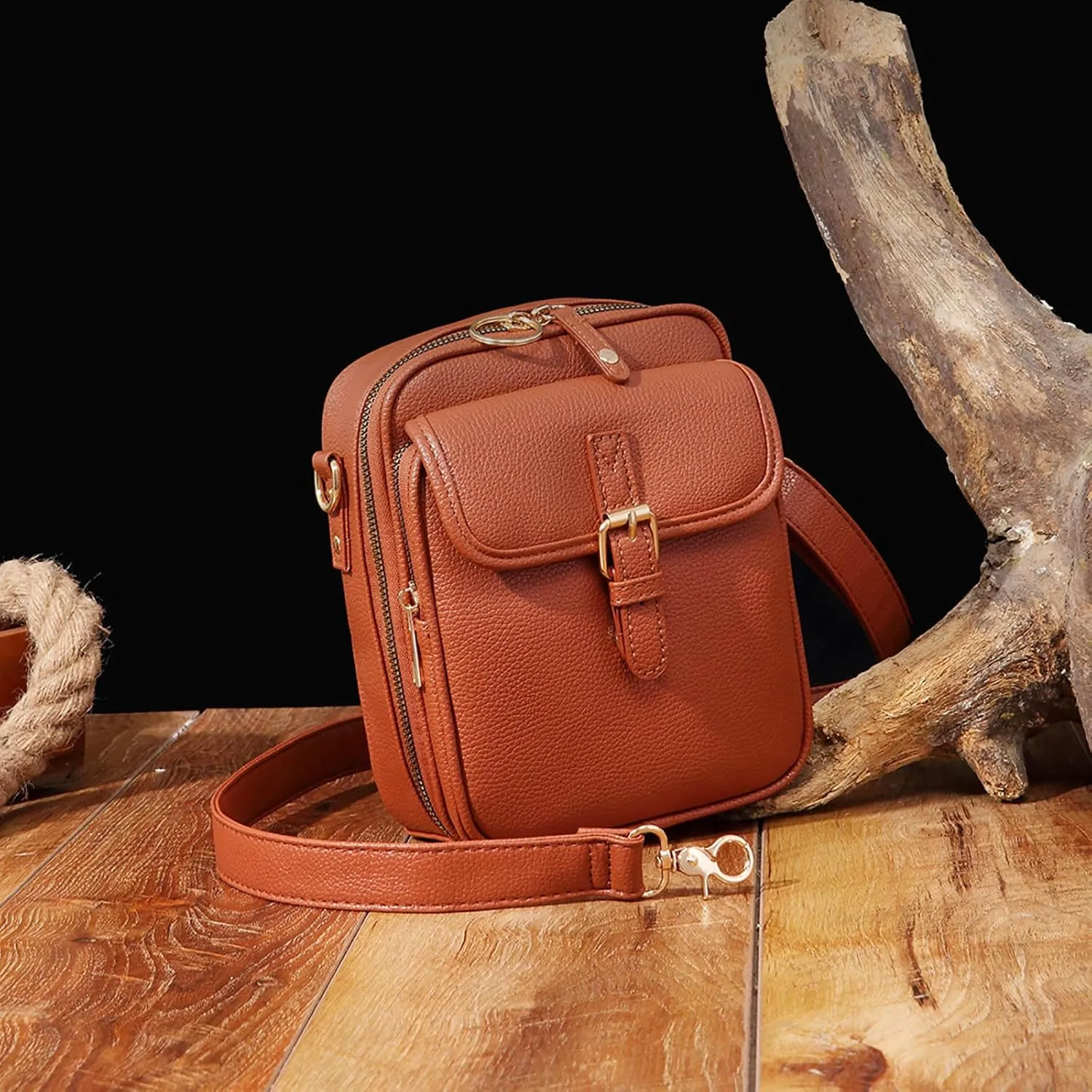 2025 Upgrade Vintage bags, Double Layer Large Capacity Mini Cross body Messenger Bag, Leather Small Purse Shoulder Bag