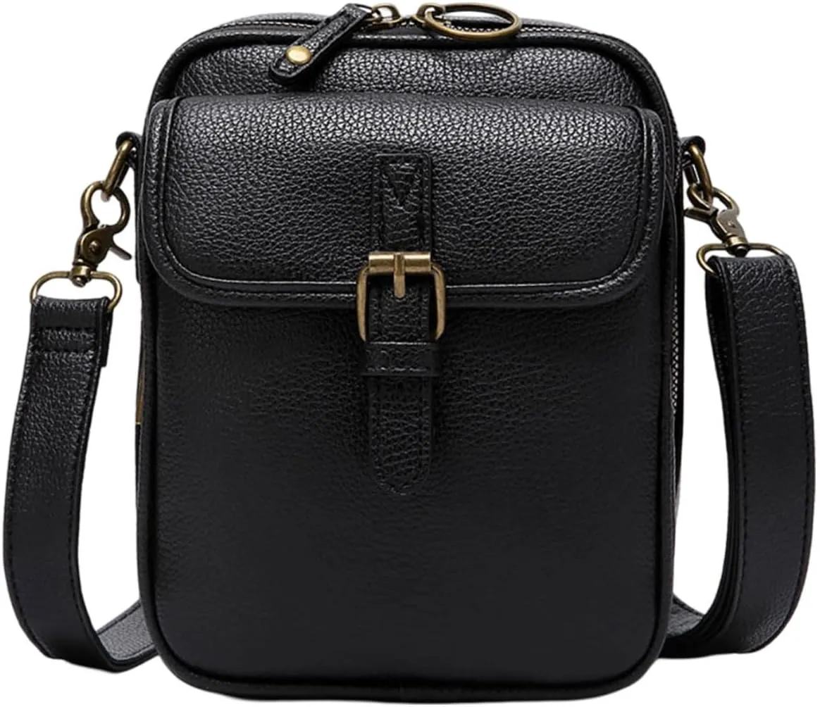 2025 Upgrade Vintage bags, Double Layer Large Capacity Mini Cross body Messenger Bag, Leather Small Purse Shoulder Bag