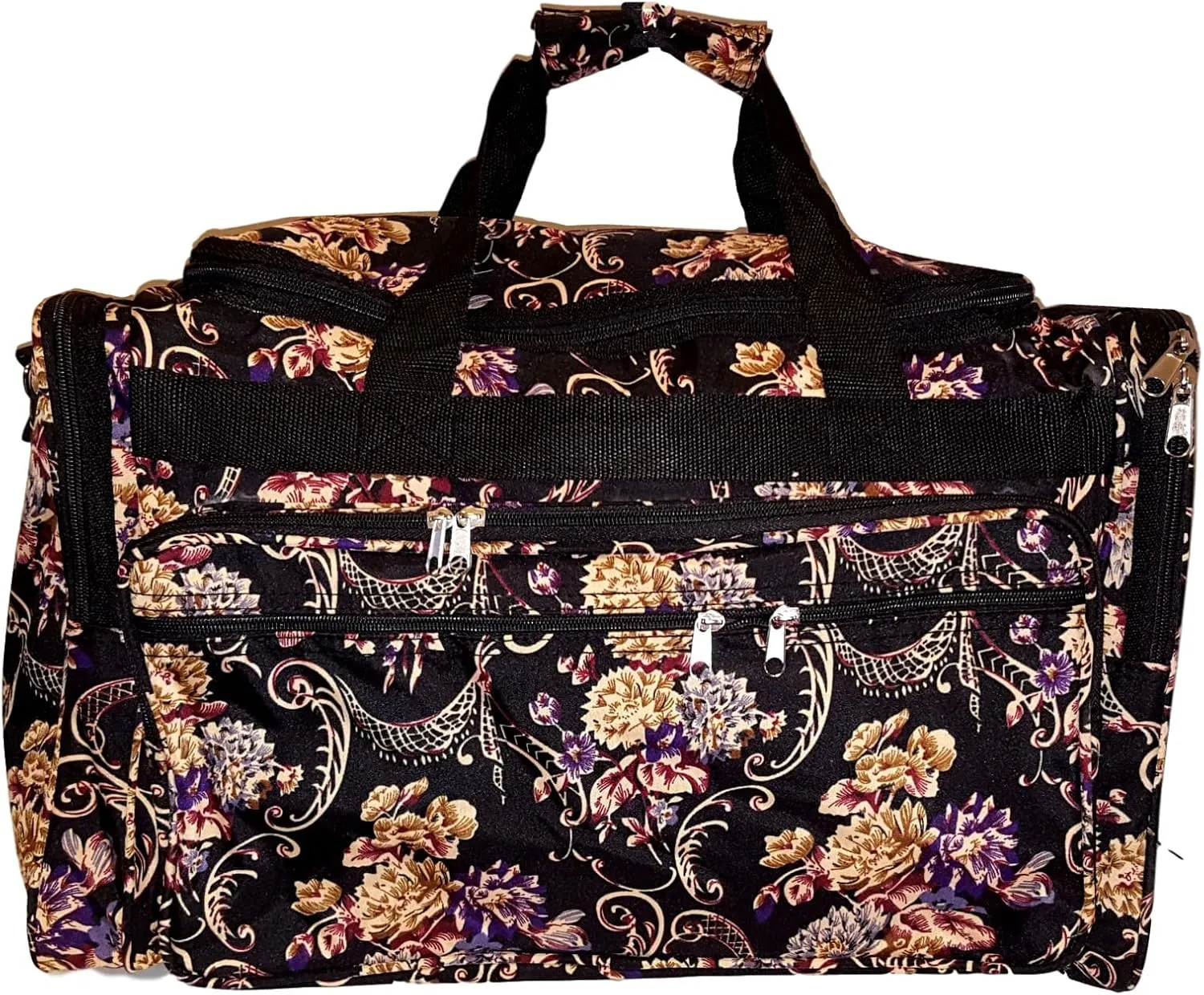 22 inch Fashion Multi Pocket Gym Dance Cheer Travel Carry On Duffle Bag with Bottle Holder (Blank - Autumn Floral)
