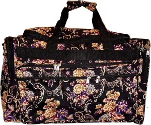 22 inch Fashion Multi Pocket Gym Dance Cheer Travel Carry On Duffle Bag with Bottle Holder (Blank - Autumn Floral)