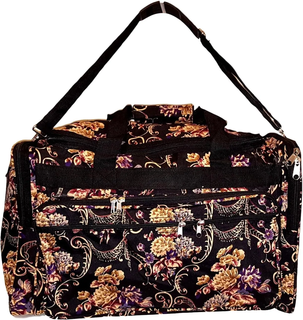 22 inch Fashion Multi Pocket Gym Dance Cheer Travel Carry On Duffle Bag with Bottle Holder (Blank - Autumn Floral)