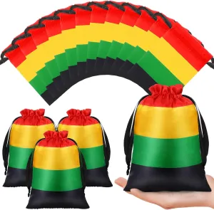 24 Pcs Juneteenth Party Favor Juneteenth Month Gifts Bags Reusable Drawstring Bags Supplies for African American Freedom Day Gifts Bulks(Red, Black, Green, Yellow)