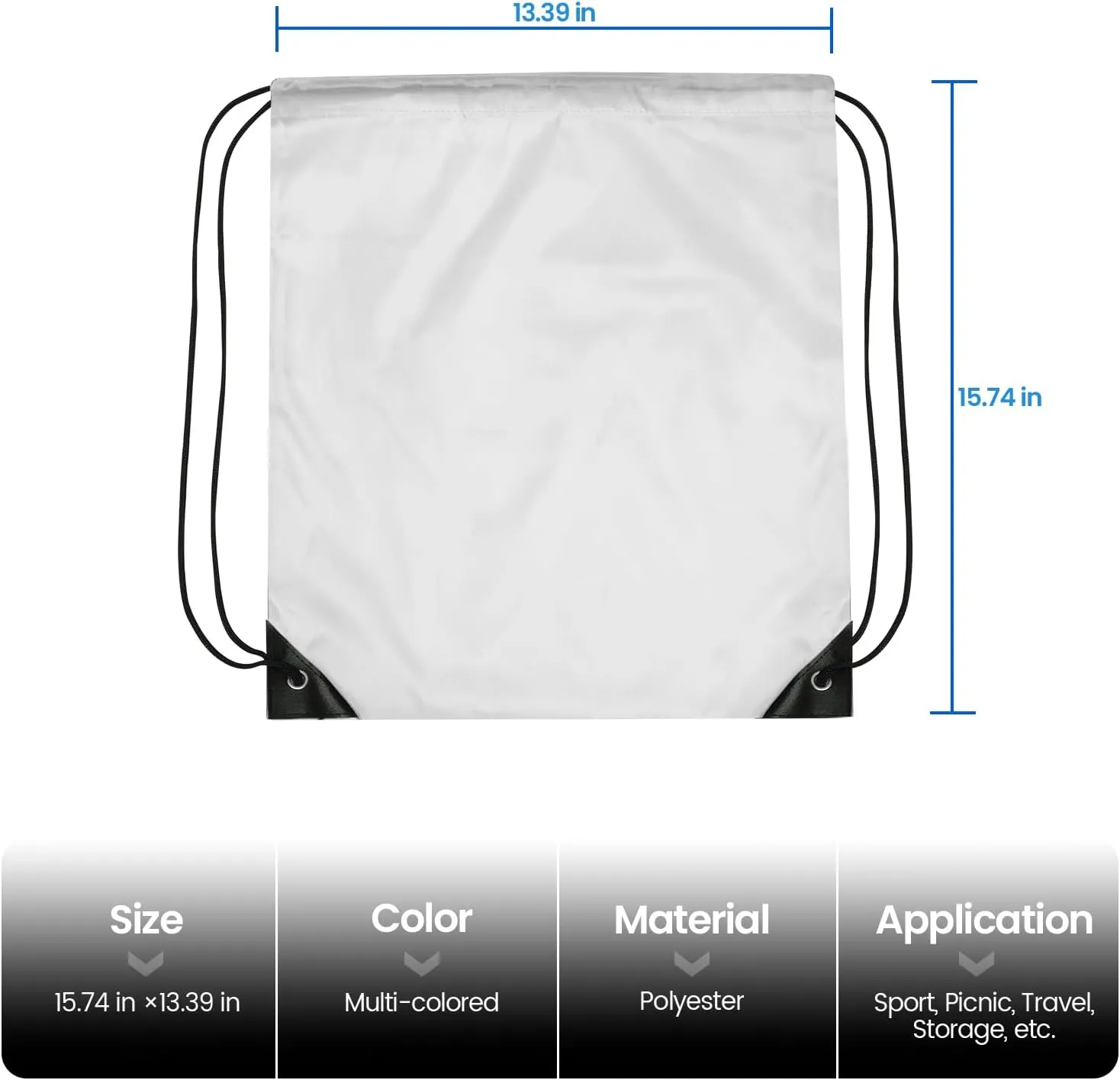 24Pcs Drawstring Backpacks Draw String Bags String Bag Sports Drawstring Bag Cinch Bags Bulk for Gym,Travel,Party,Yoga,Hiking (White)
