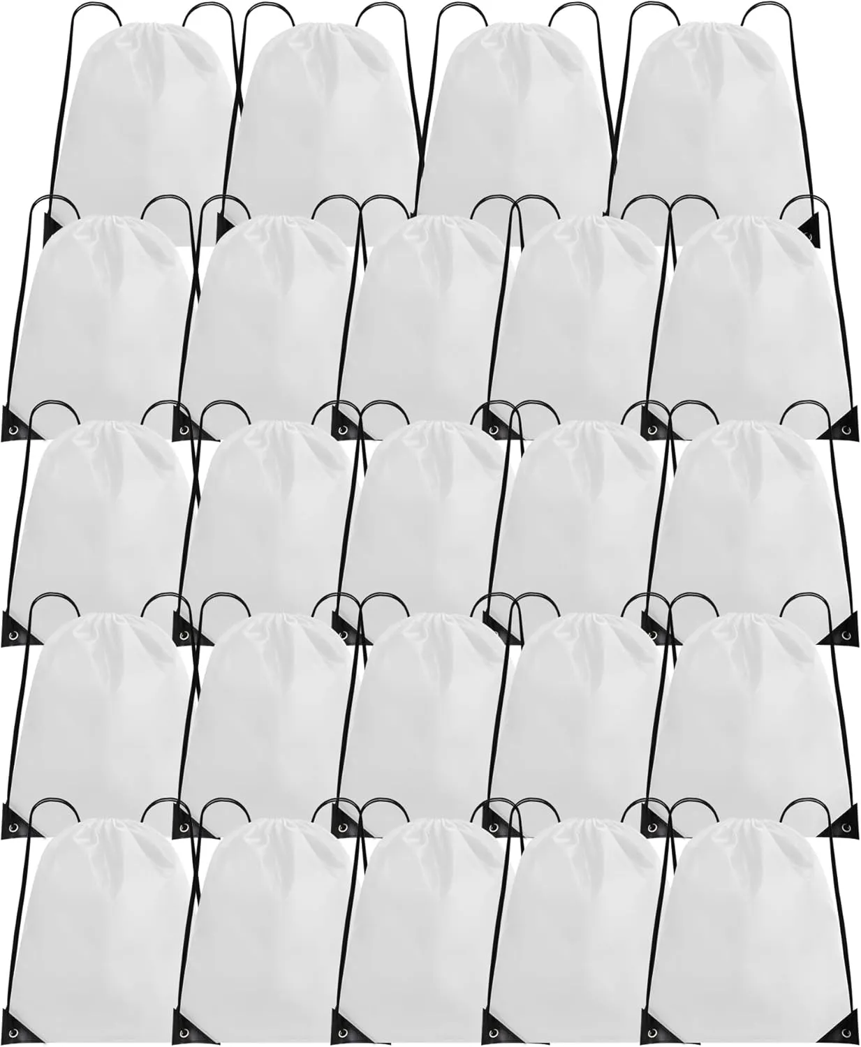 24Pcs Drawstring Backpacks Draw String Bags String Bag Sports Drawstring Bag Cinch Bags Bulk for Gym,Travel,Party,Yoga,Hiking (White)