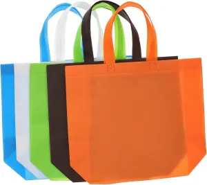 25pcs Non Woven Grocery Bags Foldable Canvas Tote Bags Reusable High Temperature Hot Pressed for Durability Random