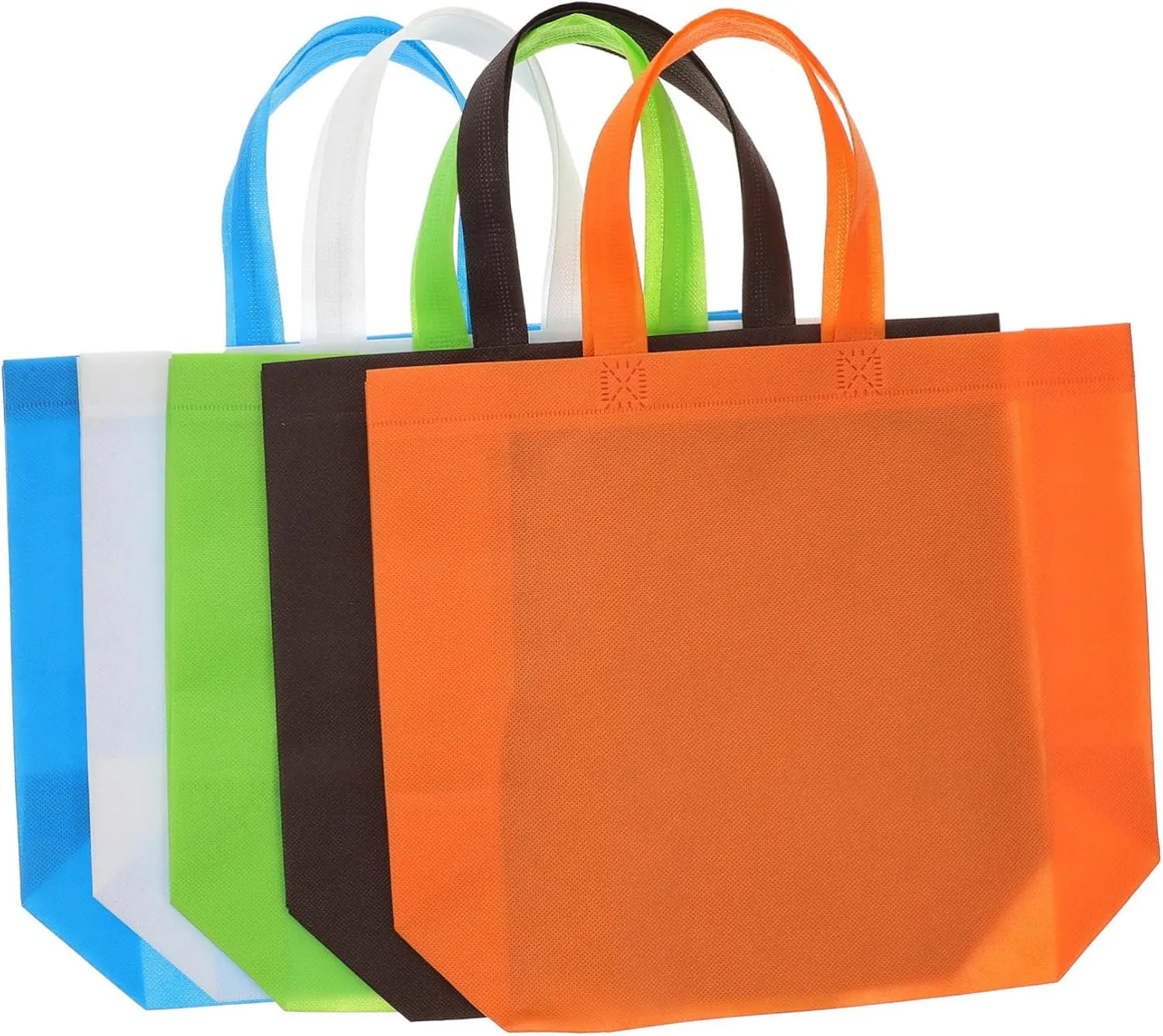 25pcs Non Woven Grocery Bags Foldable Canvas Tote Bags Reusable High Temperature Hot Pressed for Durability Random