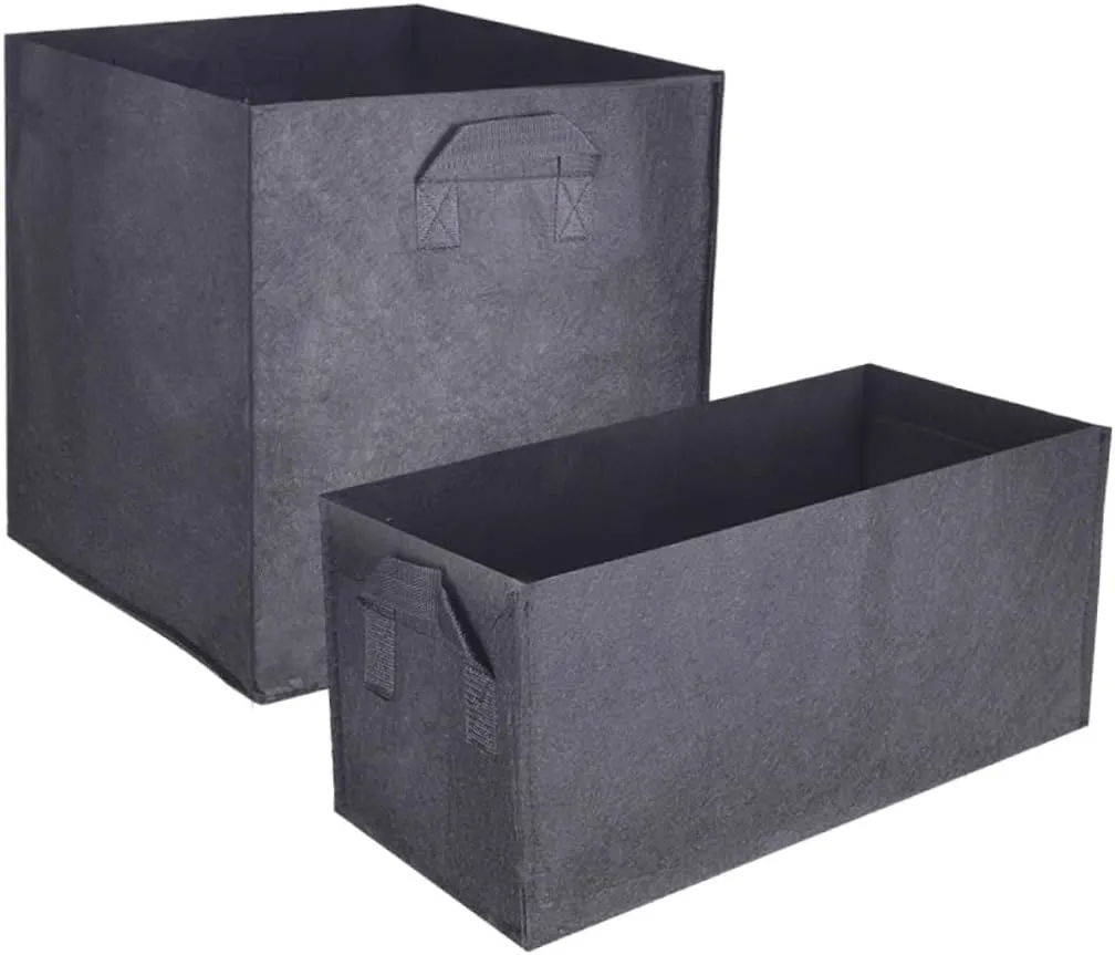 2Pcs Black Non Woven Square Planting Bags Aeration Pots for Improved Root Growth for Garden Planting