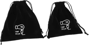 2Pcs Hair Dryer Storage Bag Practical Drawstring Pouch for Organizing Hair Tools Black Organizer for Home and Travel Multi Functional Holder for Hair Dryer and Personal Items