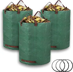 3-Pack 72 Gallon Yard Lawn Reusable Leaf Bags - Heavy Duty Waste Bags Perfect for Leafs/Leaves, Yard Debris Storage and Garden Accessories