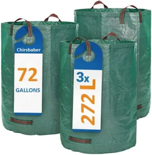 3-Pack 72 Gallons Reusable Garden Waste Bags,Yard Waste Bags with Handles(H30" X D26")-Container for Lawn Care and Gardening (3x 72 Gallons Bags)