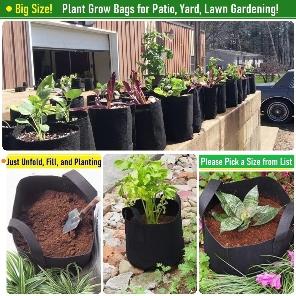 3-Pack 75 Gallon Thickened Plant Grow Bags Big (34x20 inch) Heavy Duty Garden Bag Fabric Plant Pots for Tomato,Potato Planter,Herbs Veggies Planting,Barrel Planter,Flower Pots,Yard Waste Bag,Leaf Bags