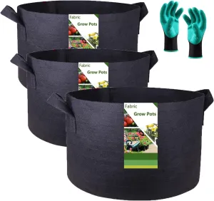 3-Pack 75 Gallon Thickened Plant Grow Bags Big (34x20 inch) Heavy Duty Garden Bag Fabric Plant Pots for Tomato,Potato Planter,Herbs Veggies Planting,Barrel Planter,Flower Pots,Yard Waste Bag,Leaf Bags