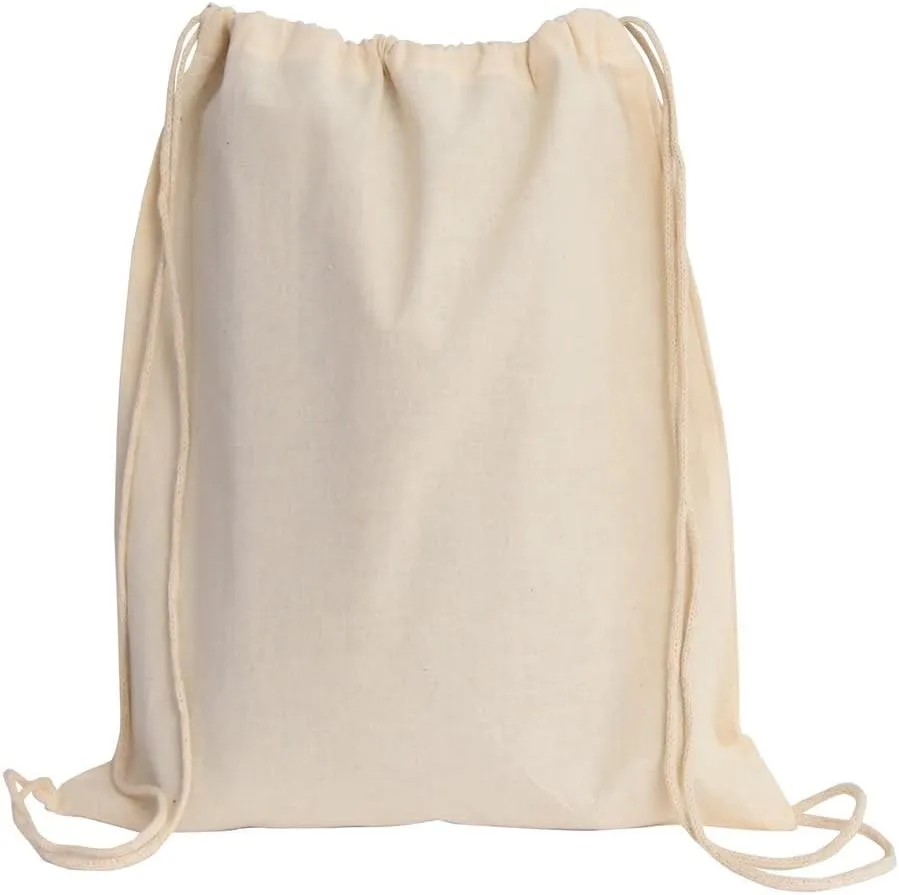 (36 Pack) Set of 36 Durable Cotton Drawstring Tote Bags