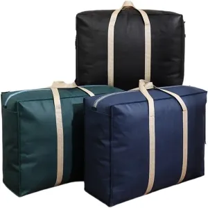 3Pcs Quilted Bag Moving Bags Storage Duvet Blanket Sorting Organizer Cabinet Organizer Moving Packing Bags(Blue)