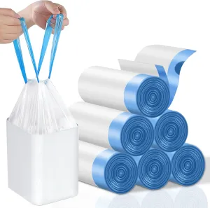 4 Gallon Trash Bags Drawstring, Small Trash Bags Tear-Free, 4 Gal Unscented White Small Garbage Bags, Separated Thick Plastic Wastebasket Liners for Toilet Home Office and Bedroom, 120 Count