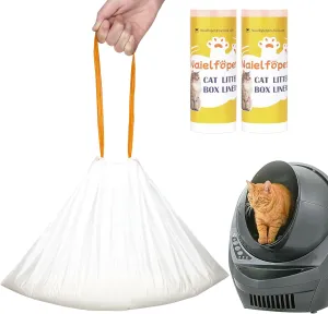 40 Count 26" x 16" Cat Litter Box Liners and Replaced Trash Bags Compatible with Litter Box Robot 4 and 3, Thick Heavy Duty Drawstring Replacement Waste Drawer Liners Bags 10-12 Gallons of Capacity