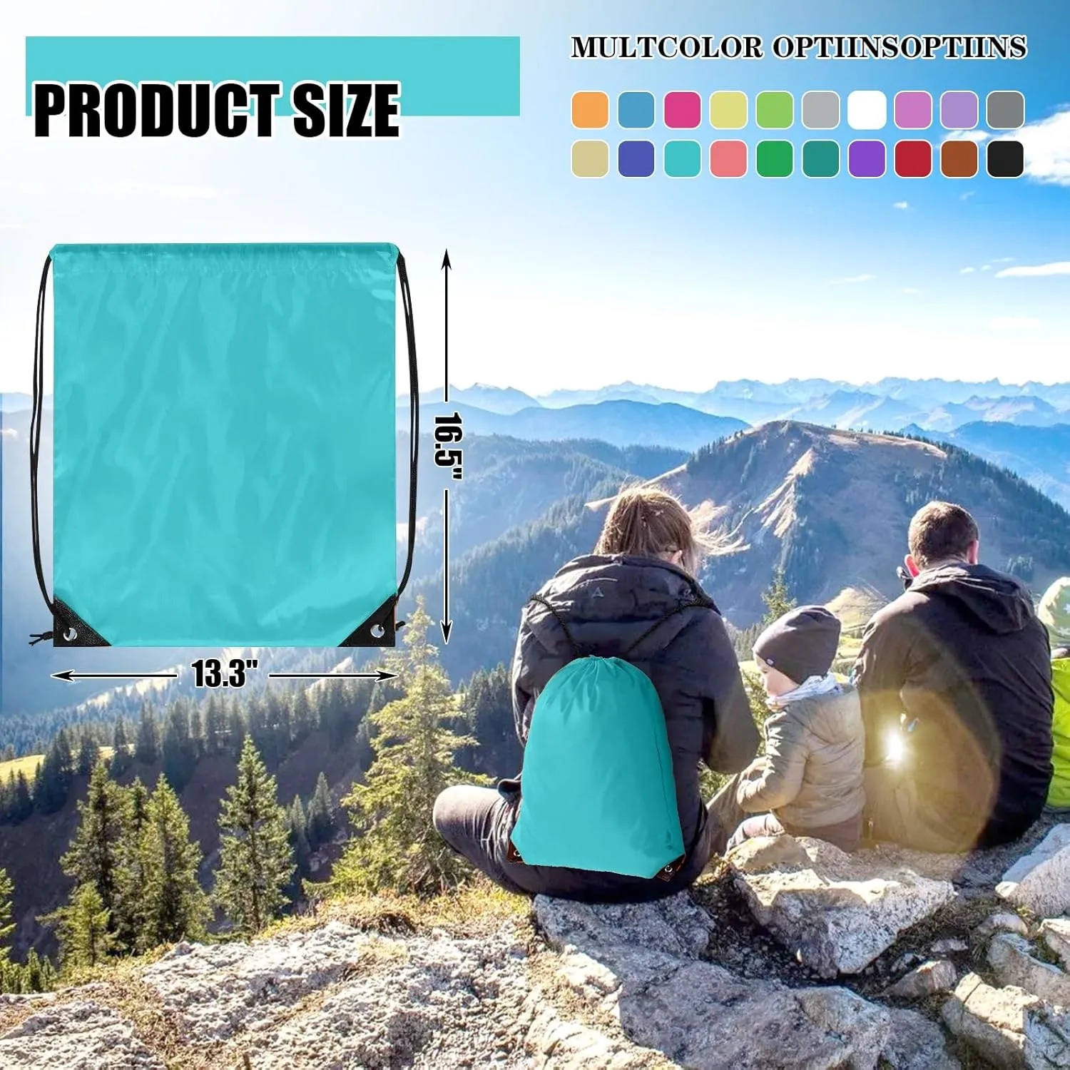 40 Pieces Drawstring Backpack Bulk Cinch Sackpack Ployster Drawstring Bags for Gym Party Trip(Aqua)