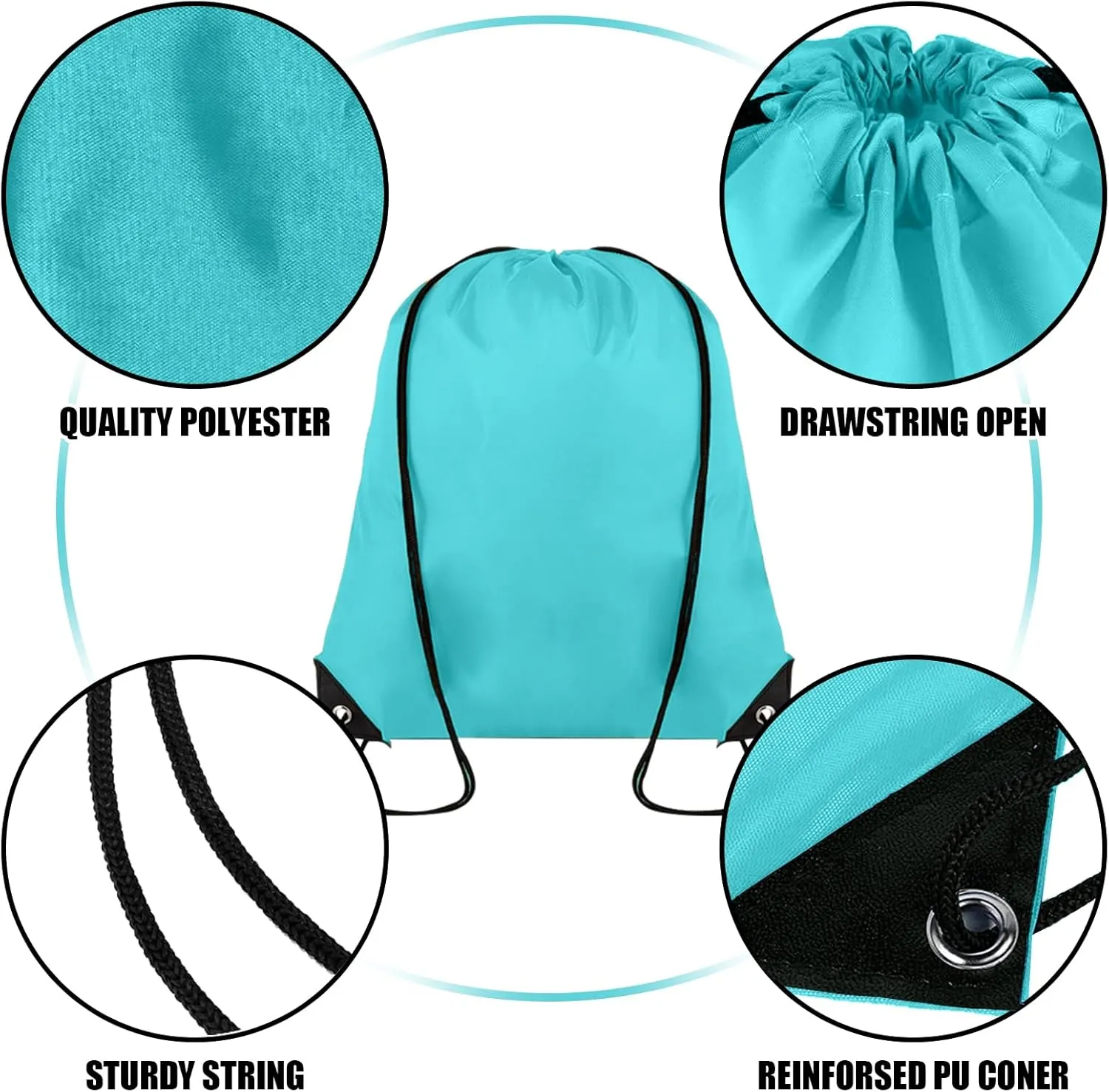 40 Pieces Drawstring Backpack Bulk Cinch Sackpack Ployster Drawstring Bags for Gym Party Trip(Aqua)