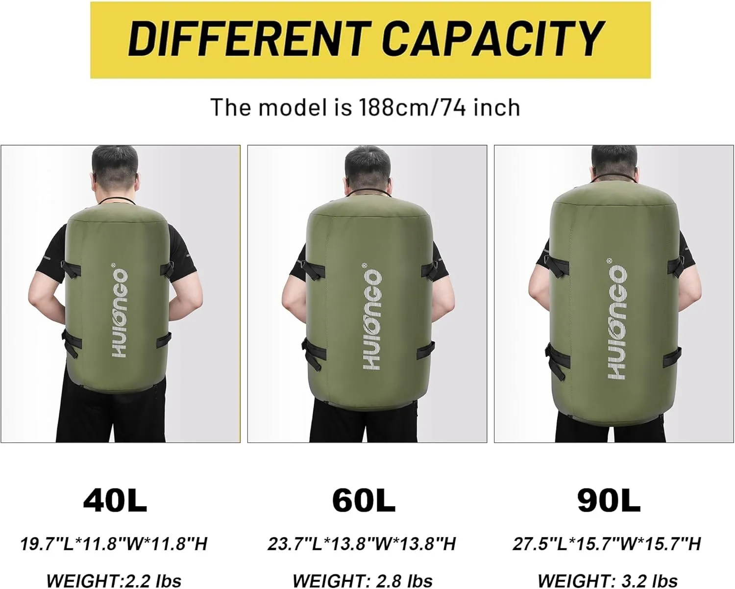 40L/60L/90L Large Waterproof Duffle Bag Backpack for Men, Mens Duffel Backpack Bags for Traveling, Heavy Duty (Green, 40L)